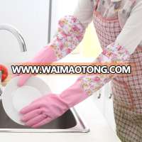 latex flower cuff long sleeve rubber household kitchen dish washing gloves